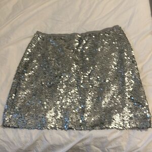J Crew Fqctory  Silver Sequins Skirt Size 10